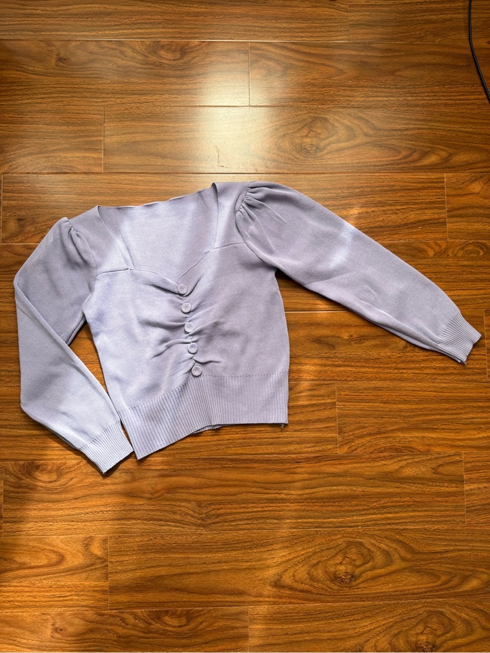 Classic Button-Front Lavender Knit Top